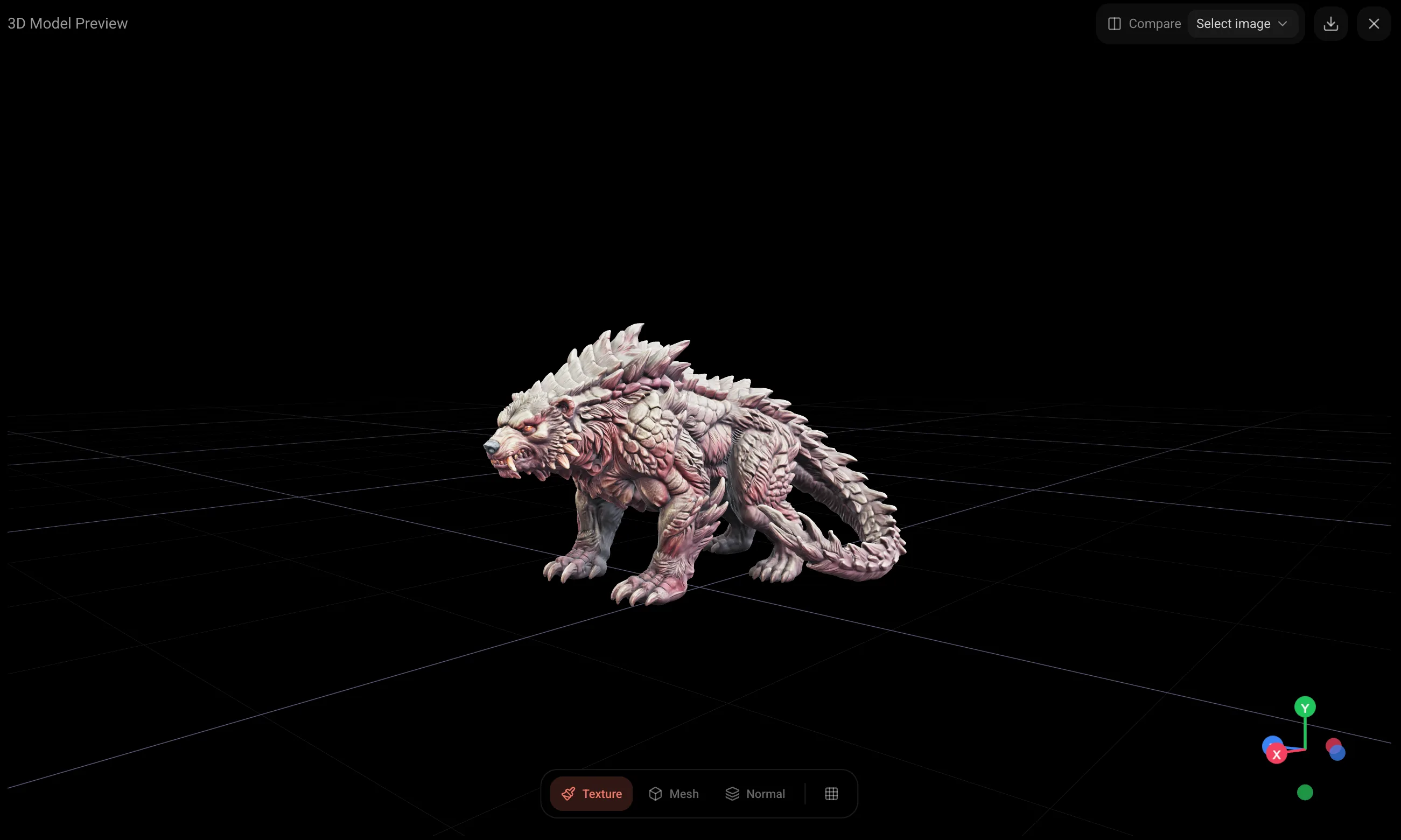 The fullscreen 3D viewer showing a model.