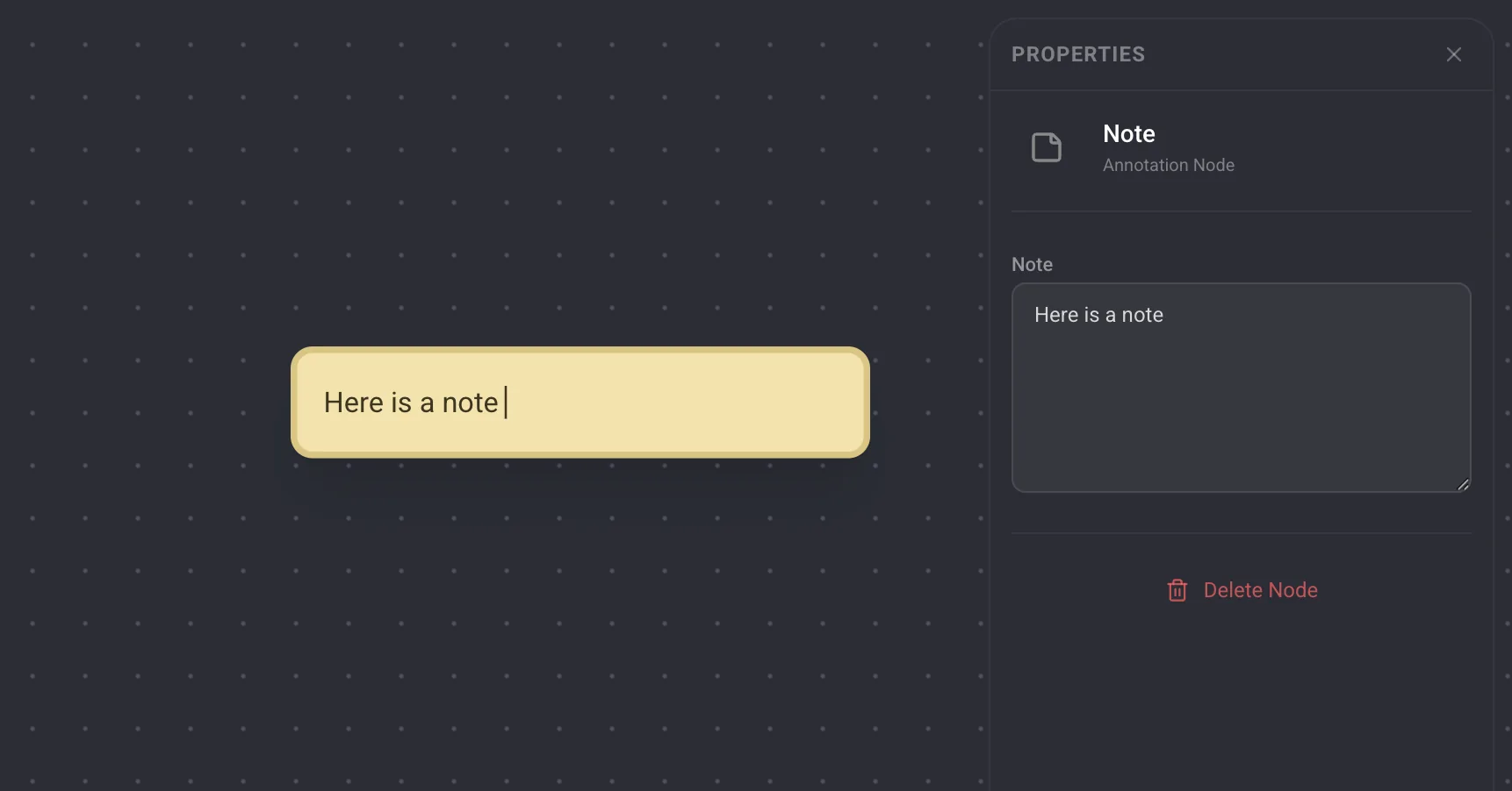 A canvas with Note nodes annotating two branches of a pipeline.